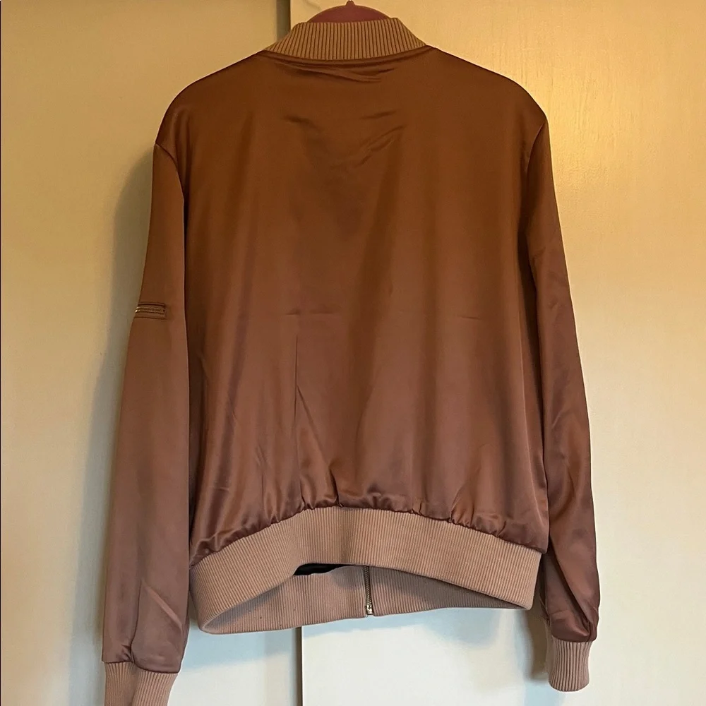 Satiny Dusty Pink Bomber Jacket - Picture 11 of 11